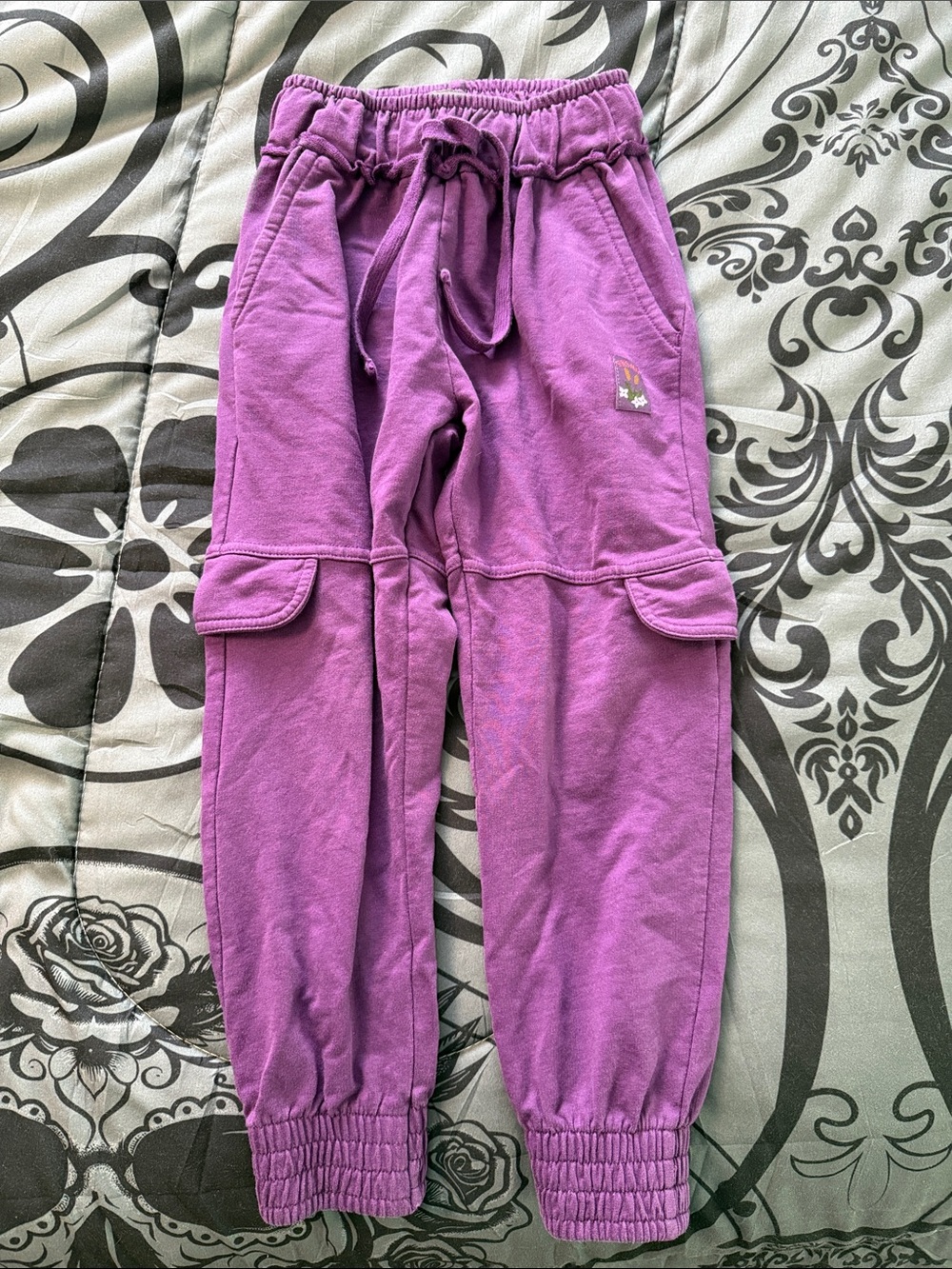 Girls' Purple Cargo Jogger Sweatpants